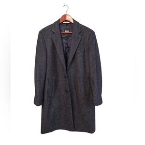 Hugo Boss New Wool‎ Navy Jersey Overcoat Finest Italian Fabric Slim Fit Mens 38R